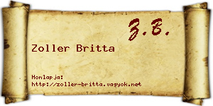 Zoller Britta névjegykártya